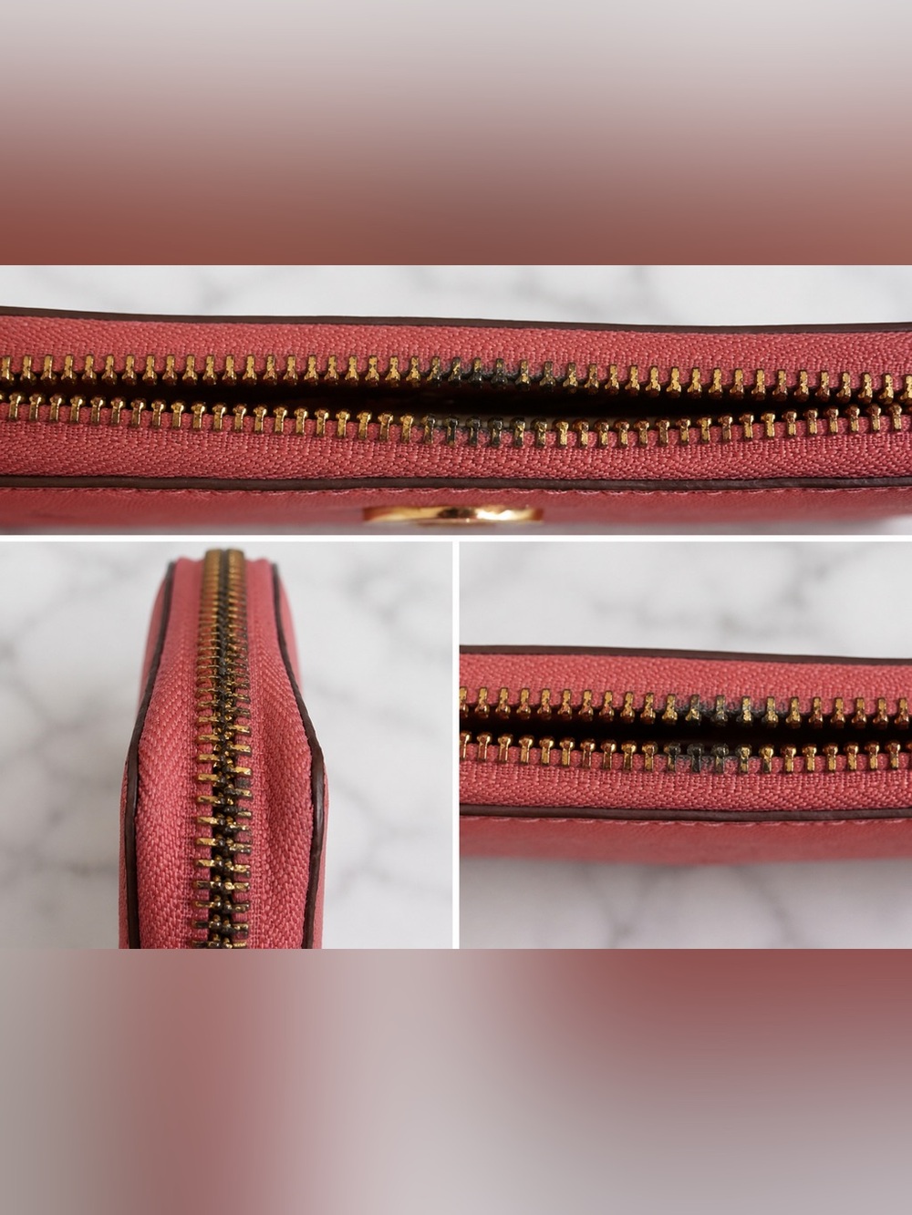 For nurse! Michael Kors Rose mauve Zip-Around Wallet with Gold MK Logo - Picture 3 of 5